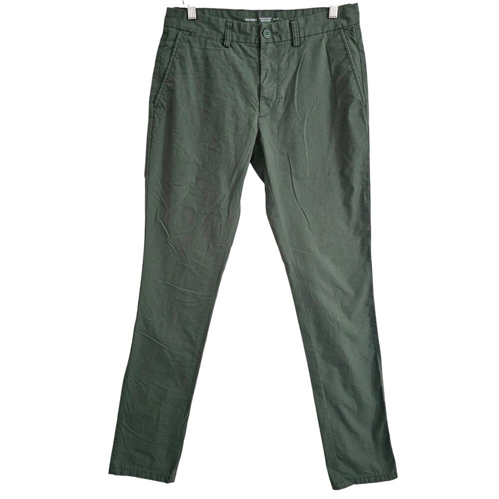 Old Navy Men's Ultimate‎ Slim Green Khaki Pants 30x34 Office School Casual Tall